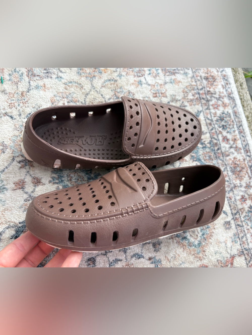 Kids 2Y Brown Floafers Rubber Perforated Loafters